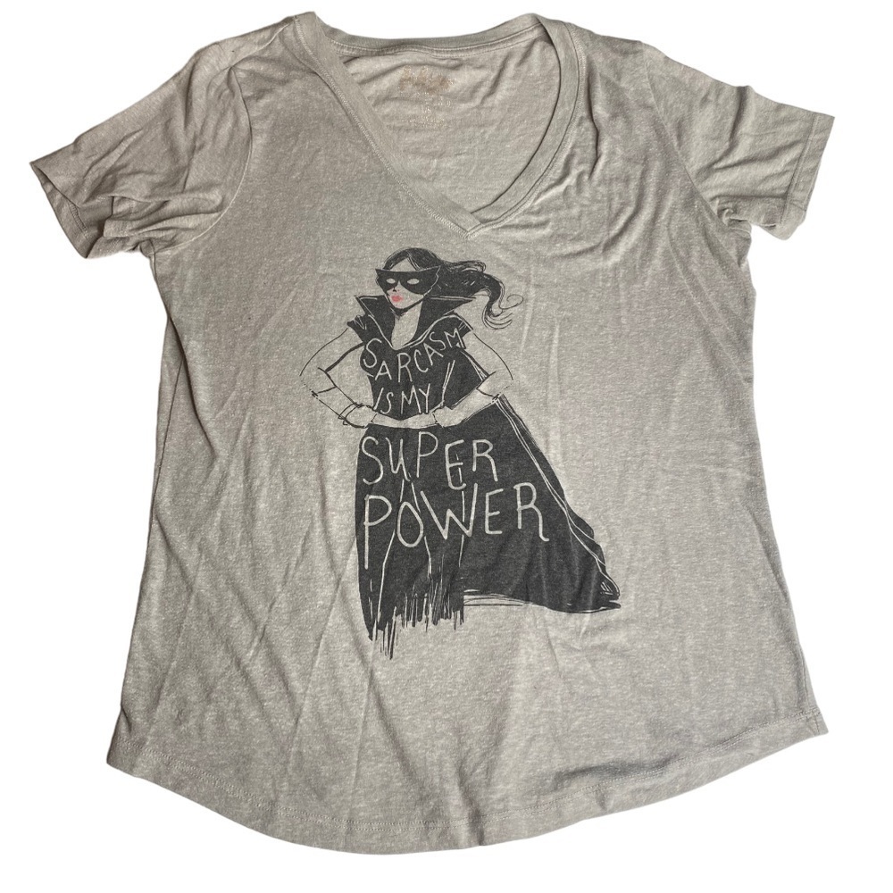 TOKYO DARLING SARCASM IS MY SUPERPOWER GRAY TEE SIZE LARGE